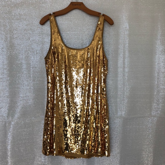 Bebe Gold Sequin Dress Free Shipping - Picture 3 of 3